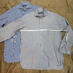 Venanzi Italian Men's Striped Dress Shirts Lot of 2 15.75 40 EUC